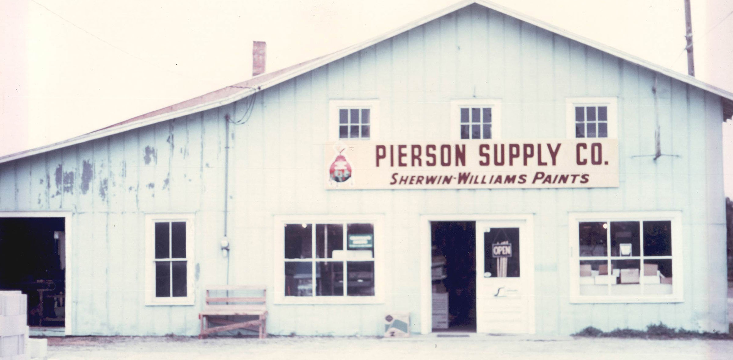 Historic photo of the original Pierson Supply Co. building — early years serving growers and the agricultural community in Florida